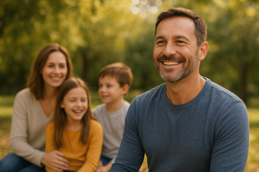 A-confident-relaxed-man-enjoying-quality-time-with-family